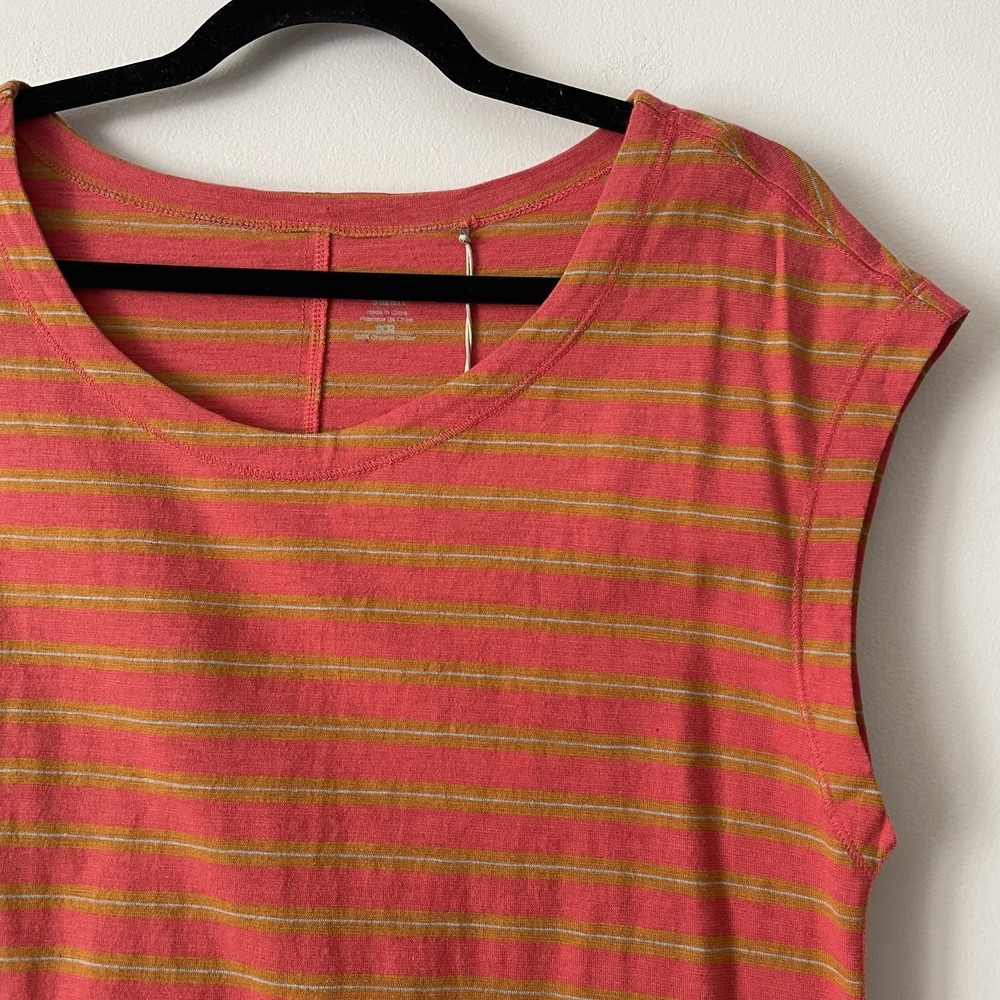 NWT Toad & Co Organic Cotton Hibiscus Striped Slub Tee Size S Cap Sleeve Outdoor - Picture 4 of 9